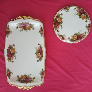 Royal Albert Old Country Roses sandwich tray, Royal Albert tray - coster