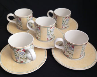 Vintage set of five cups and five saucers from Villeroy Boch.Virginia/Villeroy & Boch Virginia coffee cup cup Ø approx. 7.2 cm + saucer