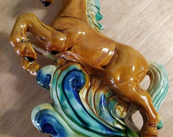 A pair of, rare to find Tang dynasty, Sancai-glazed ceramic horses.Tang style horse.Vintage Tang Sancai Porcelain