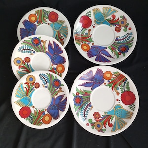 VILLEROY And BOCH Saucers 3+2 Vitro porcelain from the 60s/Christina Reiter Design Villeroy & Boch Acapulco