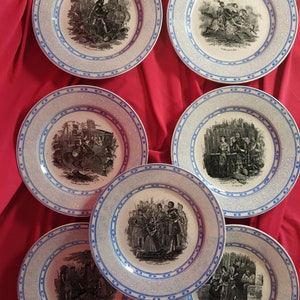 Antique rare.Plates Boch Freres Keramis 1845-1860.7 rare collectible plates 20 cm.Boch Frères Keramis Plate .Belgium Decoration