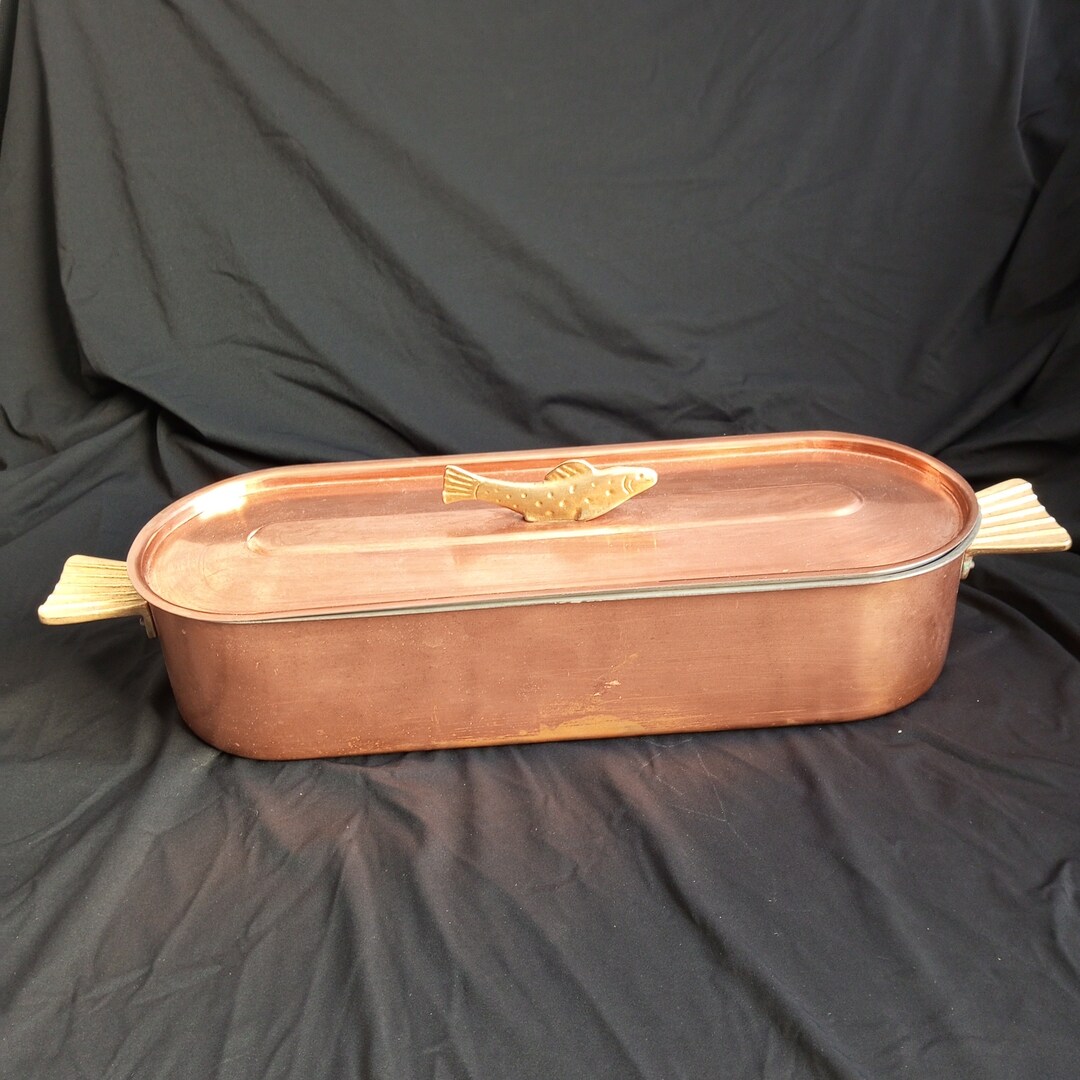 Rare Vintage Long Heavy Copper Brass Fish Poaching Frying Pan Etsy