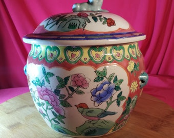 Starożytny chiński słoik 1 sztuka Kamcheng Rzadki garnek Ceramiczny wazon Peranakan Chiński słoik z pokrywką Kamcheng Peranakan Baba Nyonya Kultura Chin