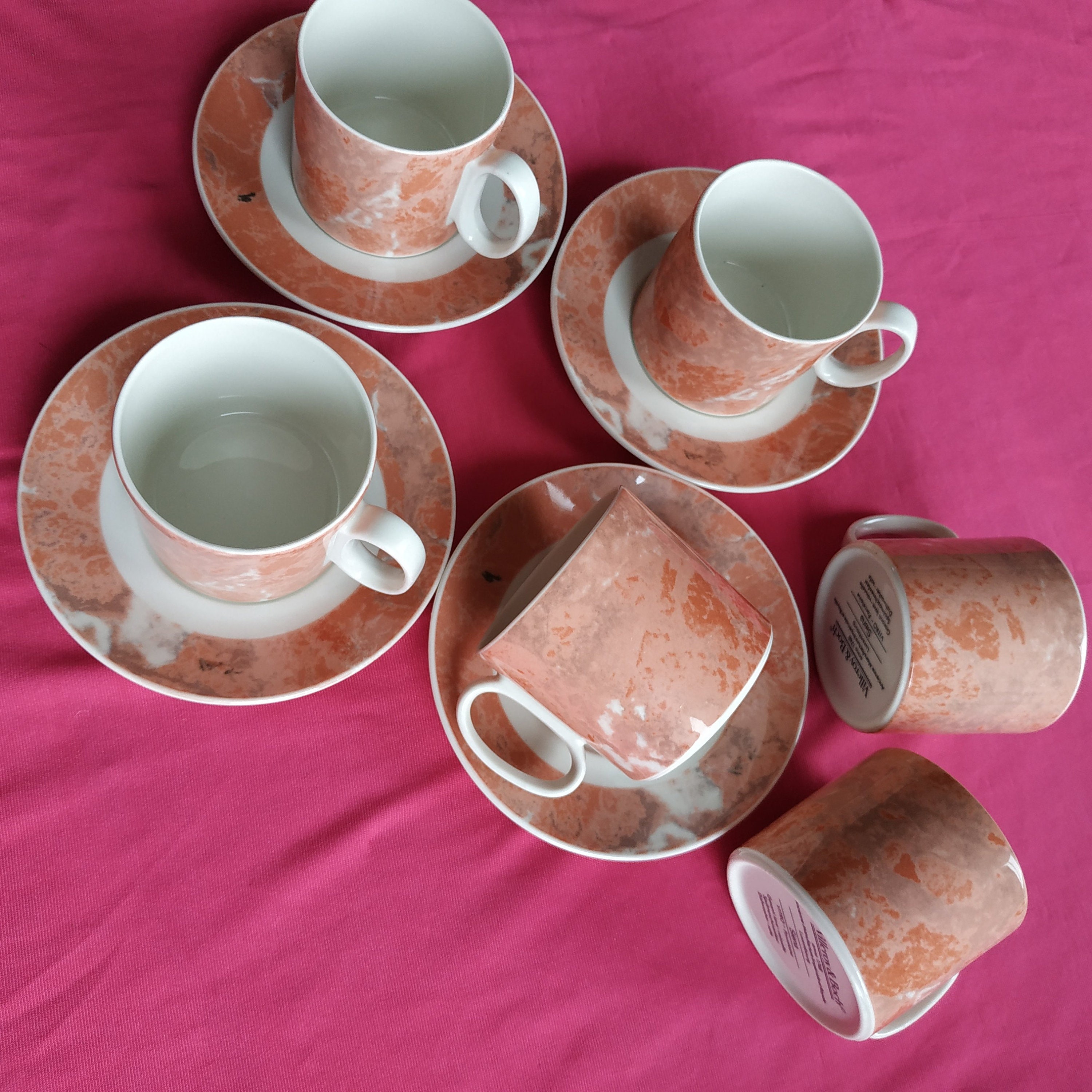 ビレロイ＆ボッホ Siena 大皿、カップ＆ソーサー 7点 セット 26cmプレート／コーヒー ディナー S10600K Villeroy \u0026 Boch Siena カップ\u0026ソーサーとプレート 2セット Villeroy