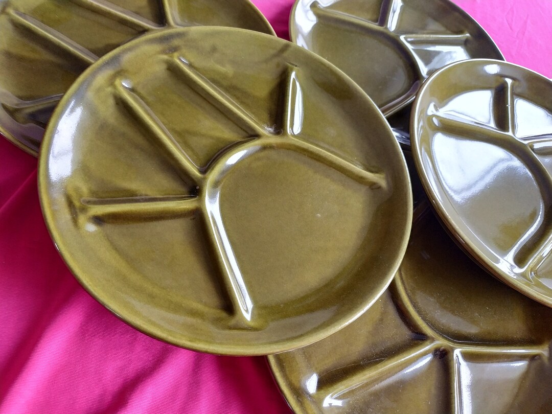 Set of 6 Plates.vintage Ceramic BBQ or Fondue Plates 1960's/amazing Set ...