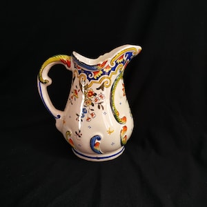 Handpainted Rouen Jug, Milk Jug, Cream Jug, Pichet Jug, Wine Pichet, Vintage Jug, French Jug, Handmade Jug, Decor Rouen, Faience de Rouen