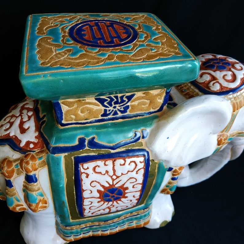 Elephant Statue.vintage Elephant27cm. Ceramic White Elephant Garden