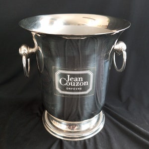 Vintage French Jean Couzon Champagne Bell Shaped Bucket Bottle Cooler Champagne Wine Beer Quality Stainless Steel Barware Gift / Chez Rai