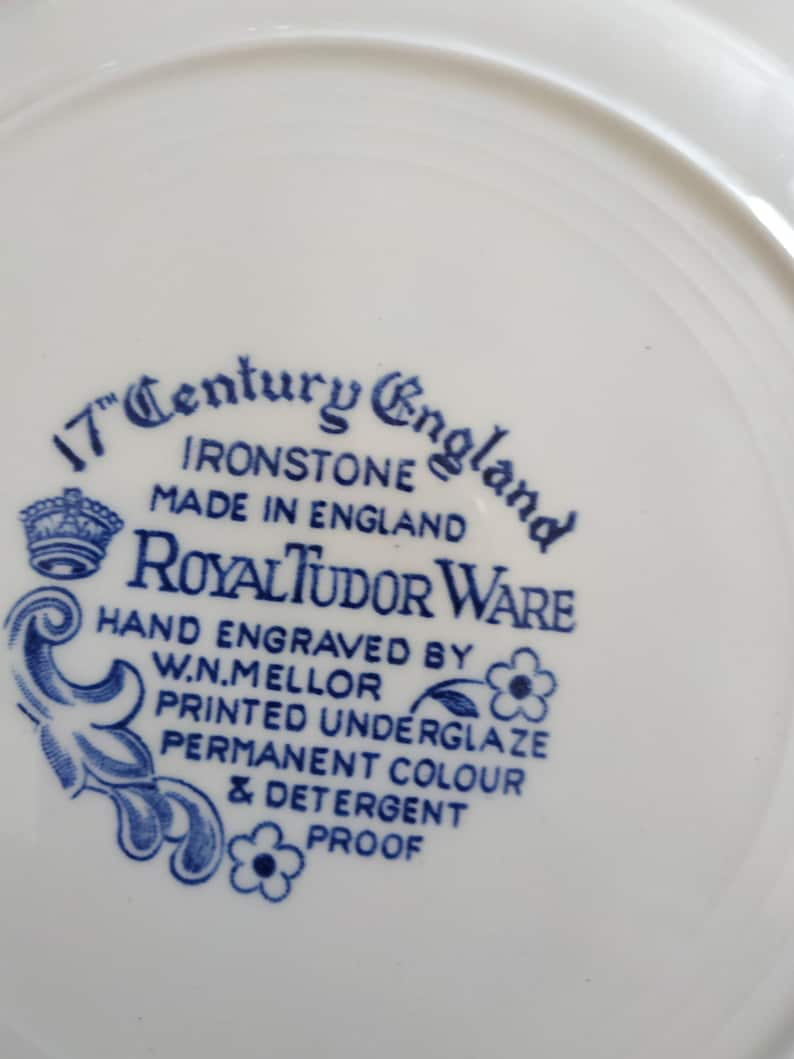 Antique Royal Tudor Plate Porcelain /2 Royal Tudor Ware borden gemerkt W.N. Mellor Ironstone made in England image 5