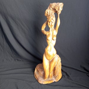 Antique Wooden Beauty Lady Statue Hand Carving Decoration Craft Solid Wood Women Human Statue Decorative sculpture Girl action Figures