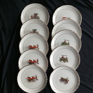 French Vintage Moulin des Loups Set of 10 plates.vintage plate 1960-1970s.French Wall Plates,Collection Advertising Cars, Retro, Vintage Car