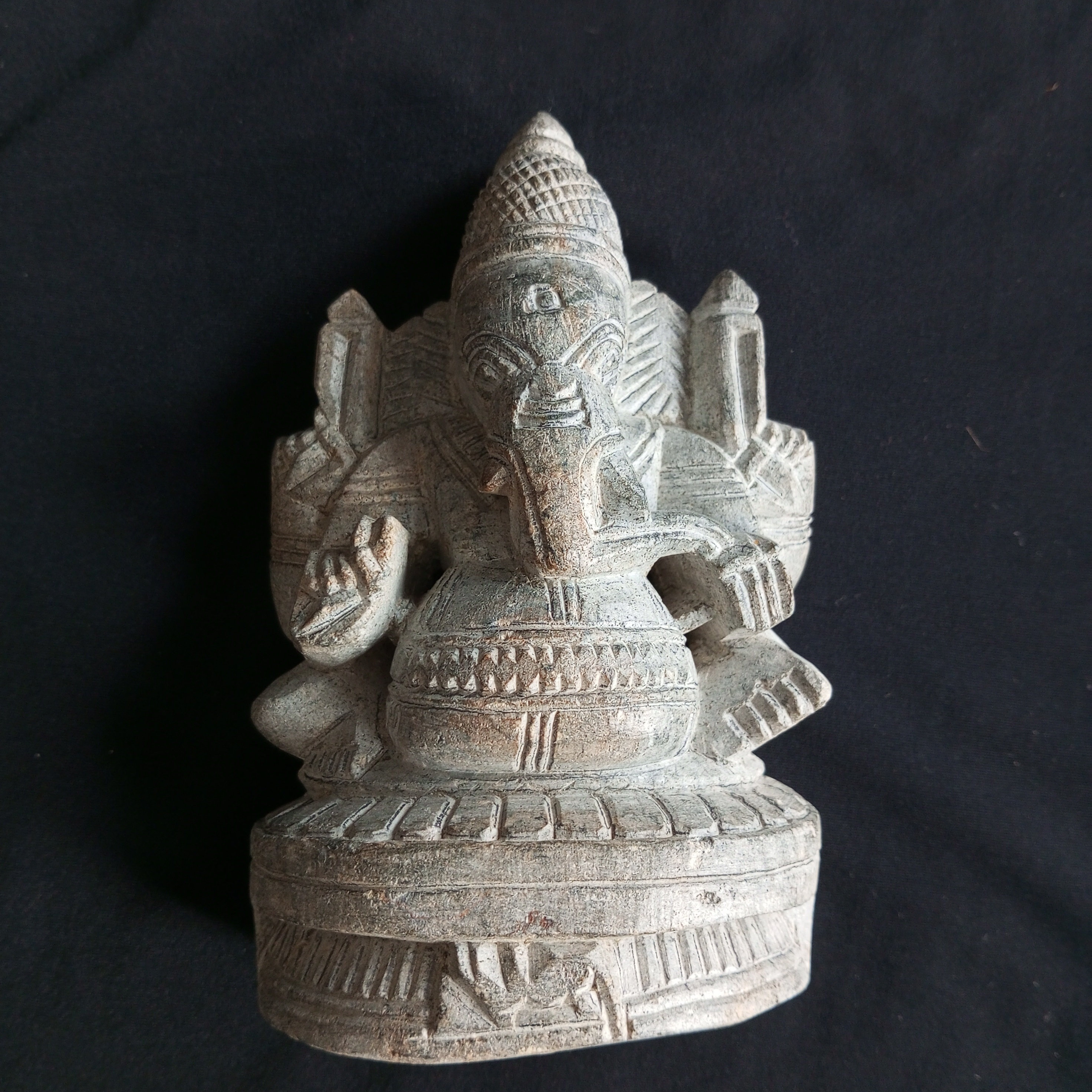 Statua antica di Ganesh, Dio elefante/Signore del successo Ganesh/Statua di elefante in pietra/Idolo in pietra/