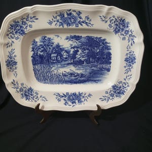 Large French Sarreguemines Plate.Vintage Serraquemines France .French vintage dish Sarreguemines Romantic.Serving Platter
