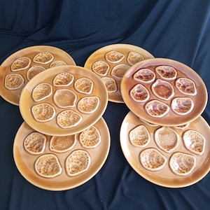 Ceramic oysters plates 6 Niderviller earthenware from the 50s oyster plate oyster dish collector oyster collection.oysters/mussels.
