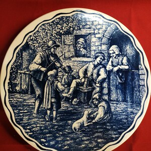 Vintage Delft Boch Freres Ceramic Wall Plate, Handpainted Delft Wall Plate