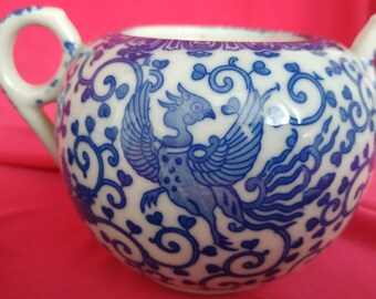 Vintage Japanese Porcelain Sugar and Creamer Blue and White