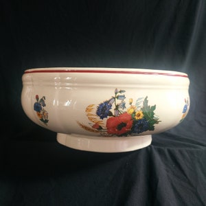 Antique French Large Bowl Ironstone Digoin SARREGUEMINES Agreste/Made by Sarreguemines DIGION in"Agreste"Motif-Terre de fer-Floral Ironstone