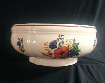 Antique French Large Bowl Ironstone Digoin SARREGUEMINES Agreste/Made by Sarreguemines DIGION in"Agreste"Motif-Terre de fer-Floral Ironstone