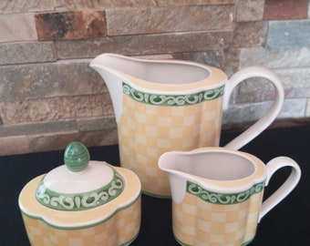 Large Milk Jug Creamer and Sugar Bowl Villeroy and Boch/Very Rare Series/Coffee/Set 3 / Gallo Design  Acacia Switch Summerhouse Tea
