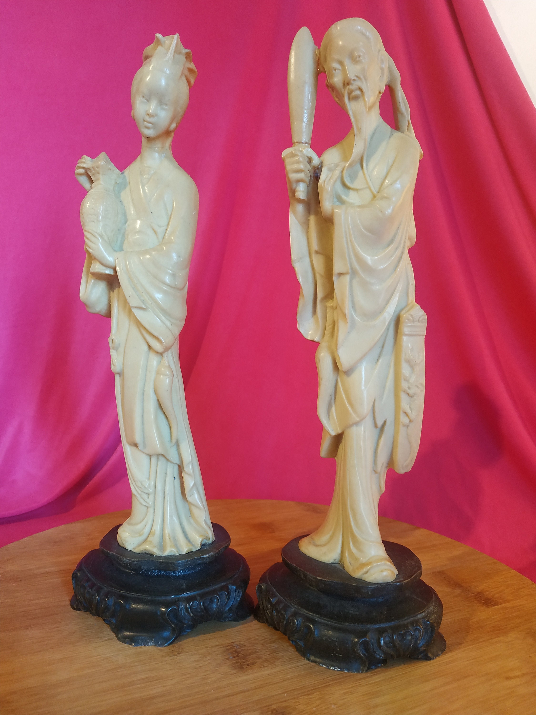 Vintage Pair of Heavy Oriental Japanese Resin Sculpture Etsy UK