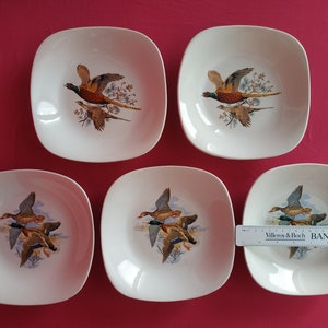 5-Belgian ceramics Boch Frs La Louvière, bird décor.Game Birds.