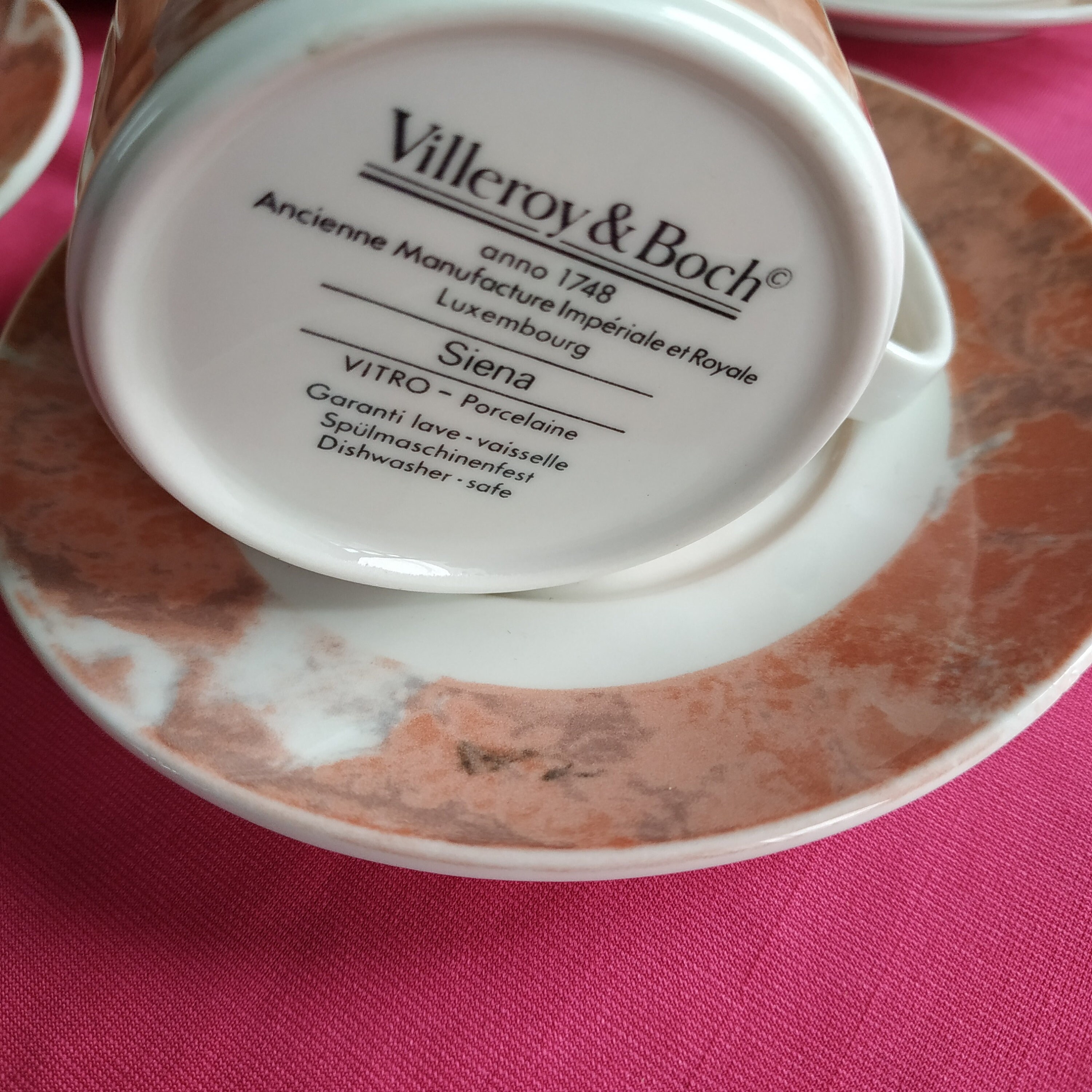 ビレロイ＆ボッホ Siena 大皿、カップ＆ソーサー 7点 セット 26cmプレート／コーヒー ディナー S10600K Villeroy \u0026 Boch Siena カップ\u0026ソーサーとプレート 2セット Villeroy