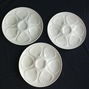 Set of 3 Oyster Plates Platter Moulin Des Loups French Oyster Plate 1970s
