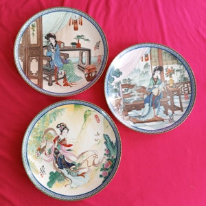 Chinese Imperial Jingdezhen Porcelain Plate -3 “Beauties of the Red Mansion” Pao Chai 1985