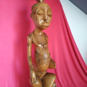 Ndop (Kuba)large Statue of kuba Roy. Scarecrow Ndop Bushung Ancient Ndop Royal figurine Wooden sculpture.(75cm) Congo,