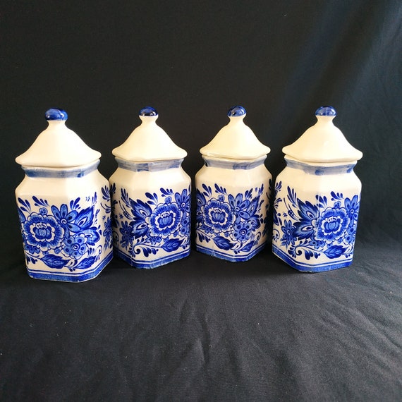 Set of 4 Spice Jars Royal Delfts Blauw Handwerk lft Blue and