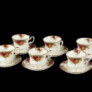 Rare Antique Royal Albert CELEBRATION Old Country Roses CELEBRATION Vintage Royal Albert Teacup and Saucer Trio -set 6 ( 12 )