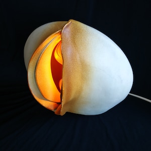 Rare Sculptured Glazed Ceramic Art Table Lamp by Georges Deliege, 1970s