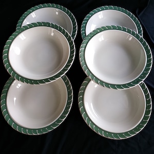 Rosenthal Thomas Kiruna Camargue 1970s Design Hertha Bengtsson Germany Feonia Vintage Set six 6 Soup Plate Salad Plate Green Porcelain Retro