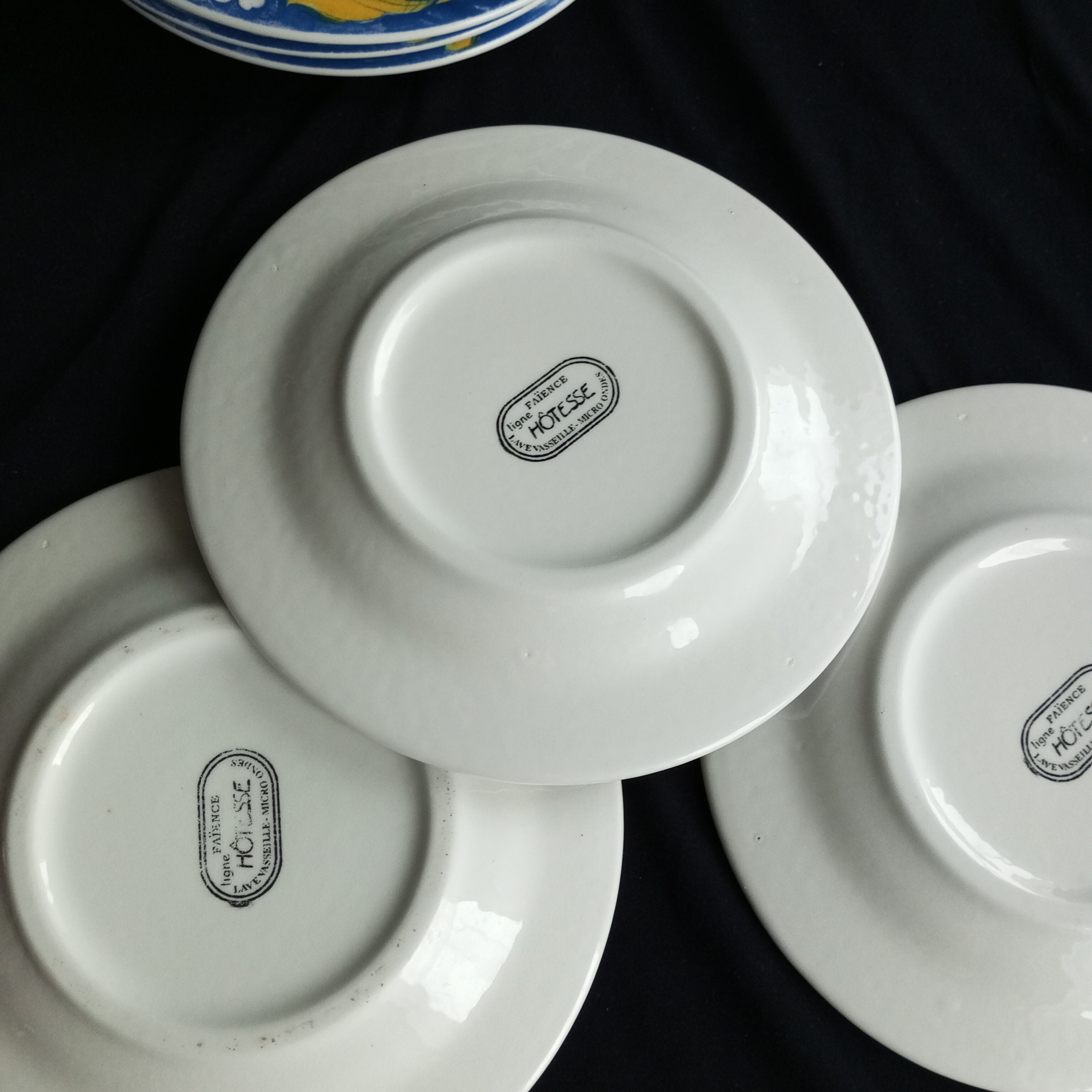 ligne hotesseフランスヴィンテージ皿 Very Rare Set of 6 Plates/french Faience Ligne Hotesse Bowls
