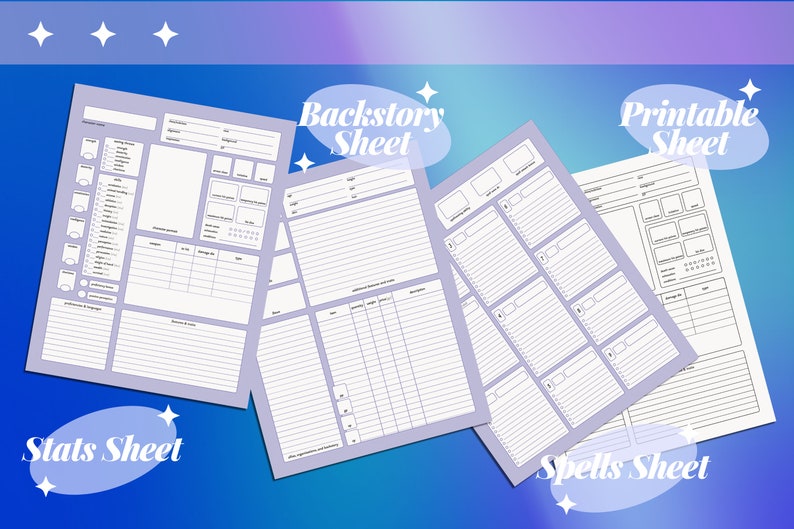 D&amp;D 5e Character Sheet | PDF Download | Print Version - Etsy