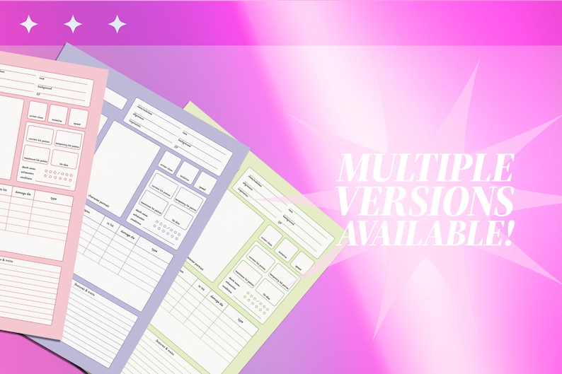 D&D 5e Character Sheet PDF Download Print Version - Etsy