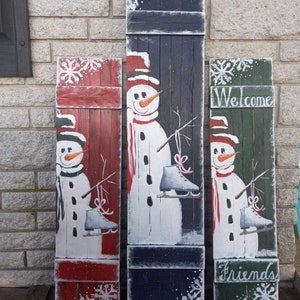 Snowman With Skate Handpainted Wood Shutter. Christmas and - Etsy