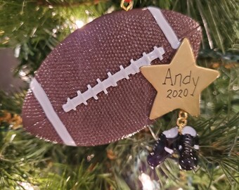Hand-painted Football Mom Helmet Wood Christmas Ornament Free Shipping!