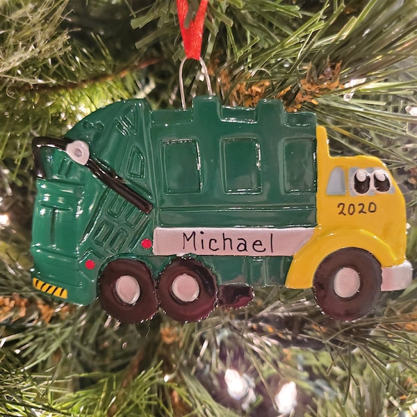 Garbage Truck Toy Ornament - Garbage Truck Ornament - Hand Personalized Garbage Truck - Child's Garbage Truck Ornament - Child's Ornament