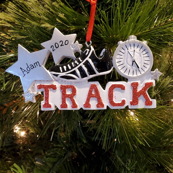 Track Christmas Ornament - Track Shoe Christmas Ornament - Cross Country Christmas Ornament - Hand Personalized Christmas Ornament