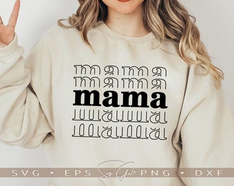 Retro Mama Stacked SVG, Boho Mom Life Design (Digitaler Download)