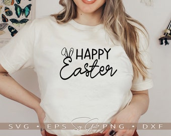 Happy Easter Bunny Ears SVG, Spring Shirt Design (Digital Download)