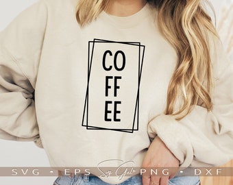 Coffee Square Design (svg, png, eps, dxf) Files (Digital Download)