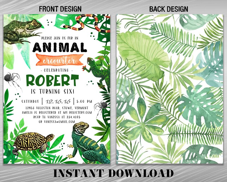 Animal Encounter Birthday Invitation Reptile Amphibian Party - Etsy