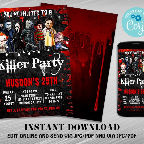 Kids Horror Themed Party Invitations Etsy
