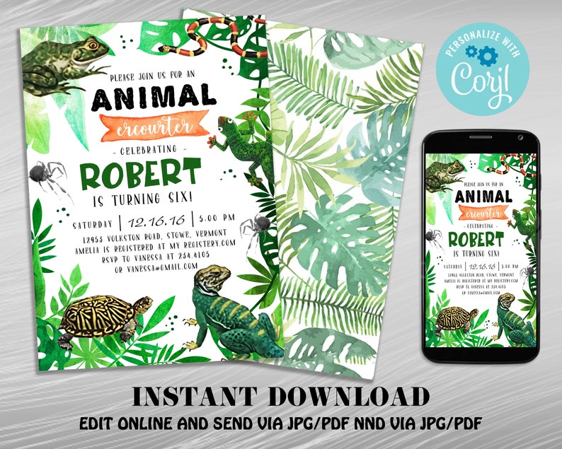 Animal Encounter Birthday Invitation Reptile Amphibian Party - Etsy