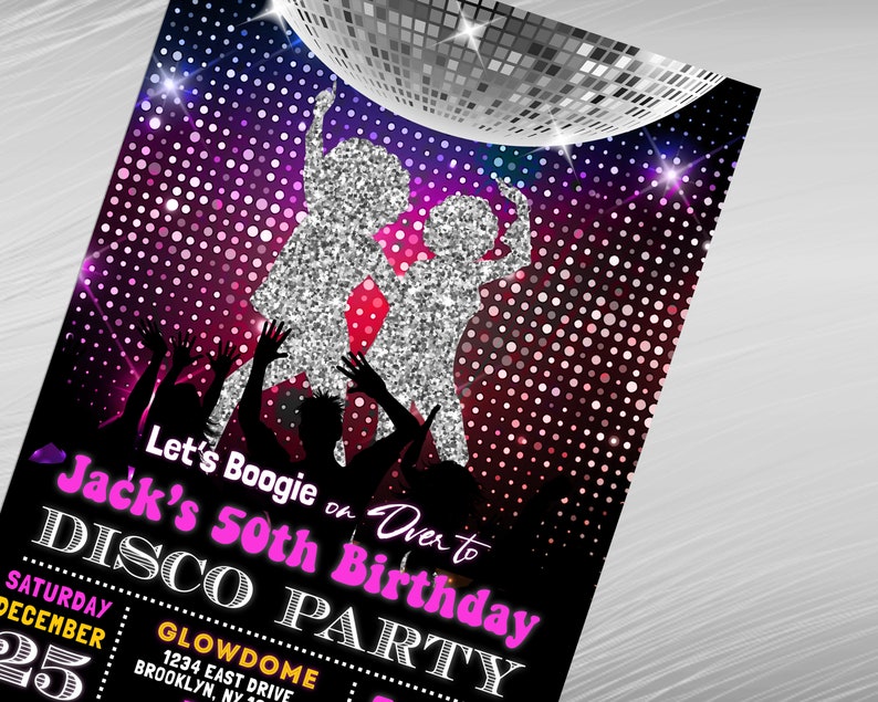 Retro Disco Birthday Invitations Editable Disco Any Age Party Etsy