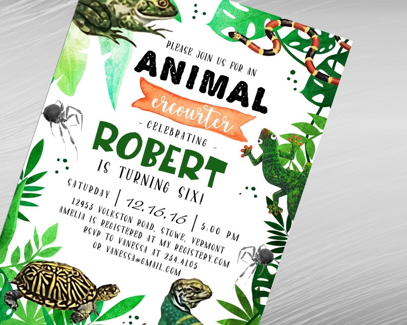 Animal Encounter Birthday Invitation Reptile Amphibian Party - Etsy