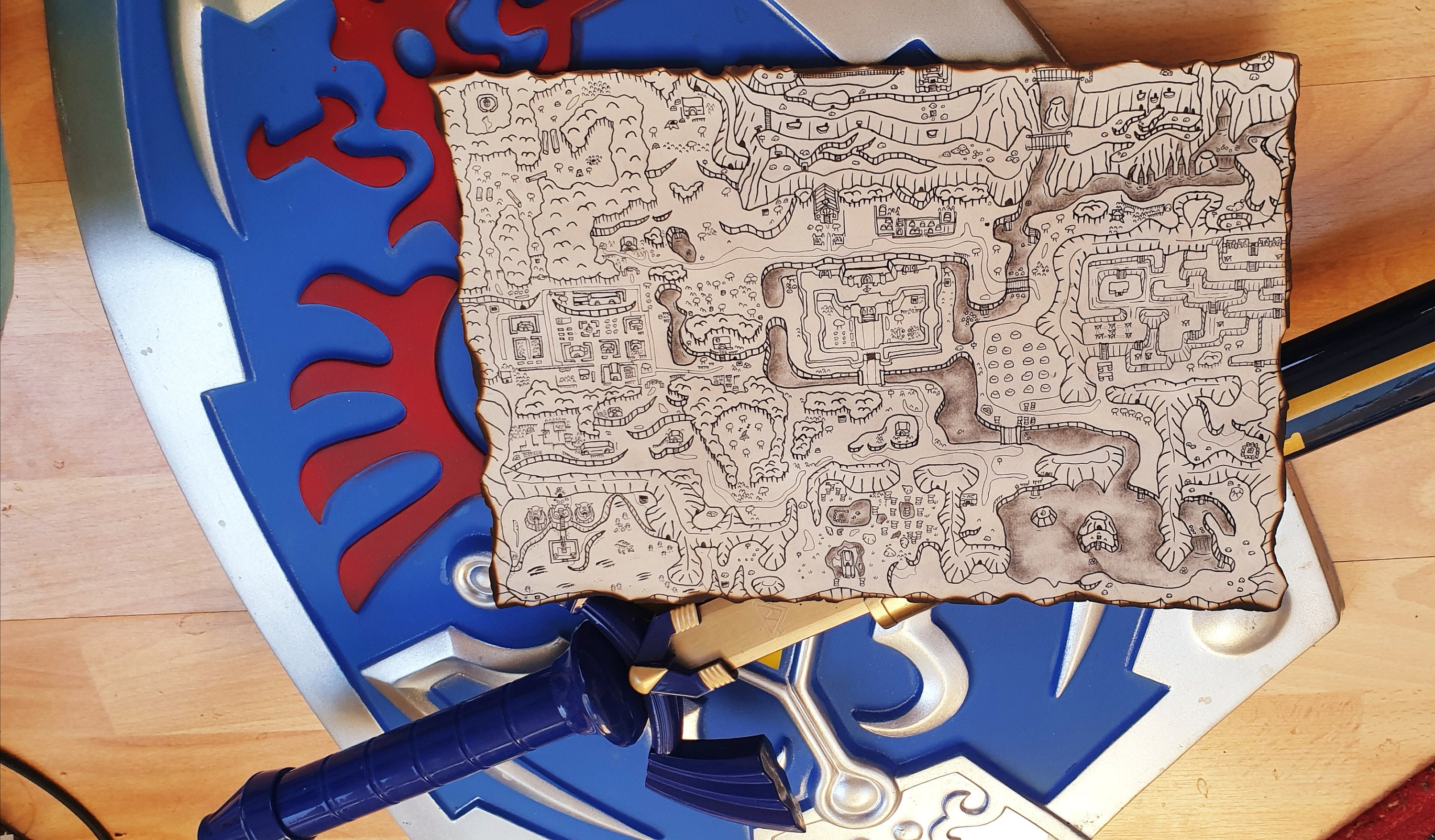 Custom Hand Drawn Link to the Past Map Ink and Charcoal A4. Unique ...