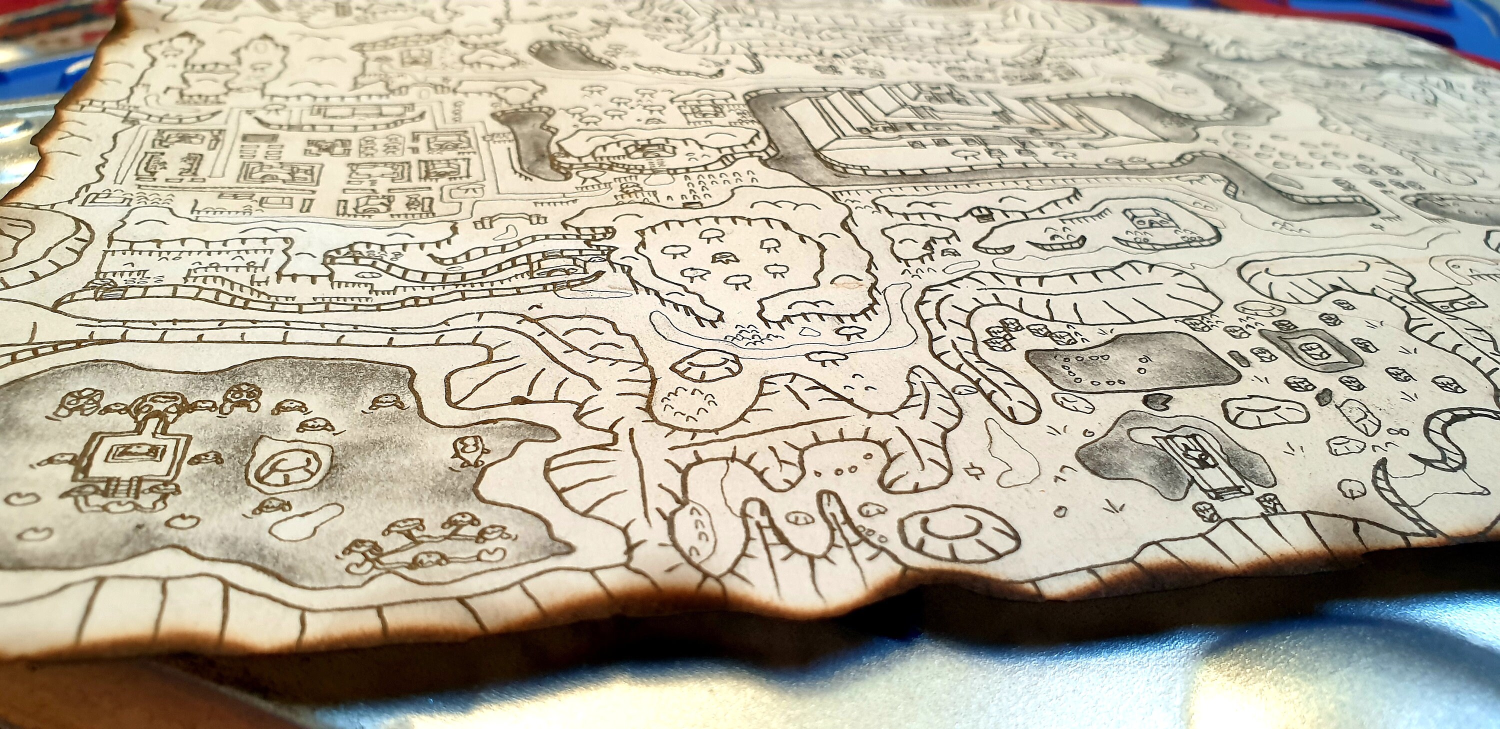 Custom Hand Drawn Link to the Past Map Ink and Charcoal A4. Unique ...